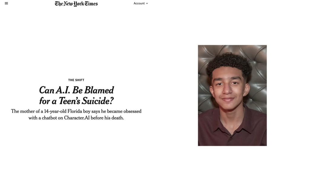 screenshot of NYTimes article