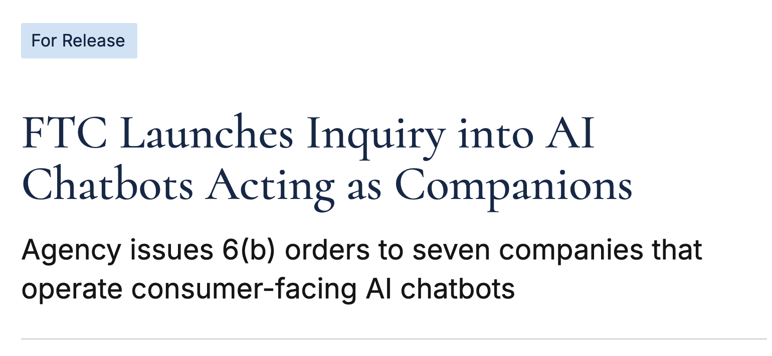 Tech Justice Law Project Applauds FTC Inquiry Into Harms of AI Chatbots to Children