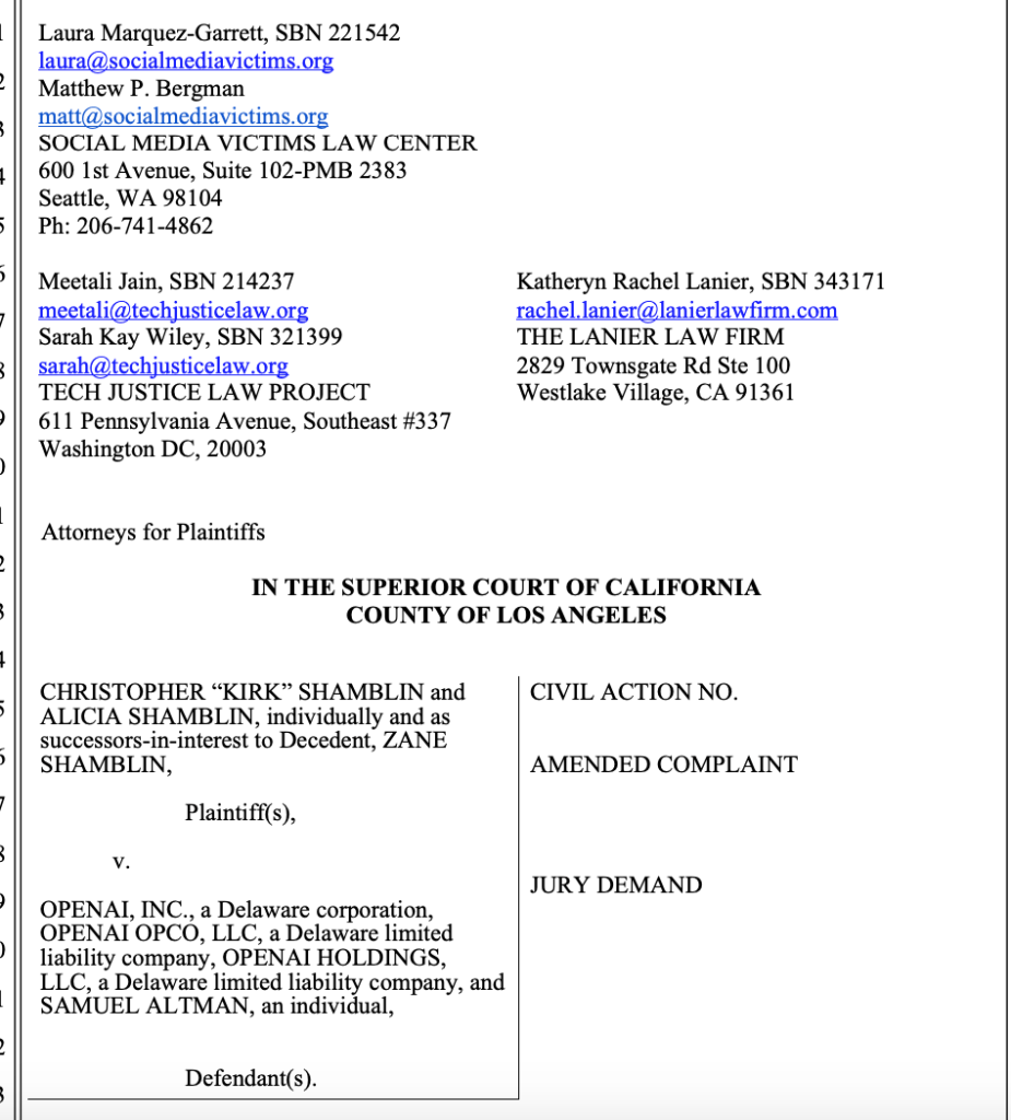 Tech Justice Law Project and Social Media Victims Law Center lawsuits accuse ChatGPT of emotional manipulation, supercharging AI delusions, and acting as a “suicide coach”