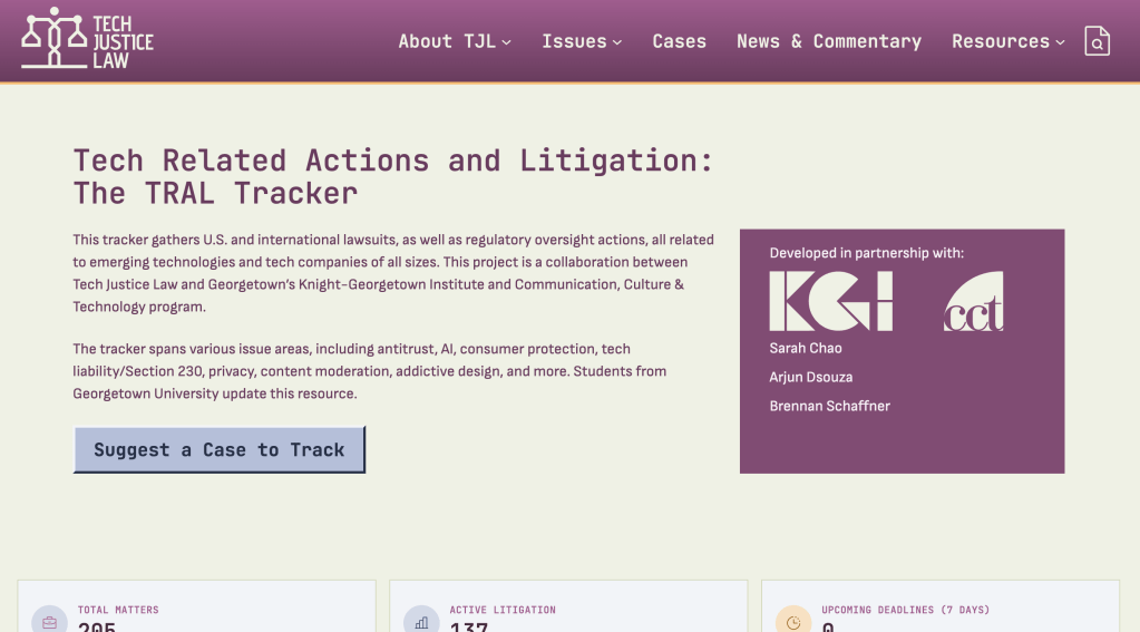 Screenshot of the TRAL Tracker