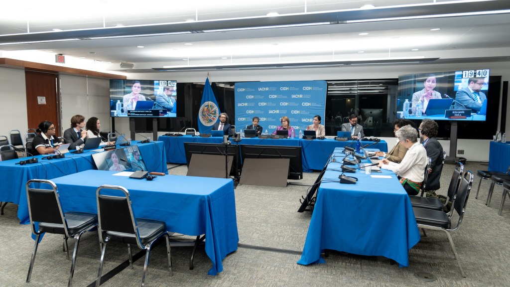 Representatives from a consortium of digital rights groups testify before the Inter-American Commission on Human Rights (CIDH). Image credit to the CIDH: https://x.com/CIDH/status/2084738715205751182?s=20